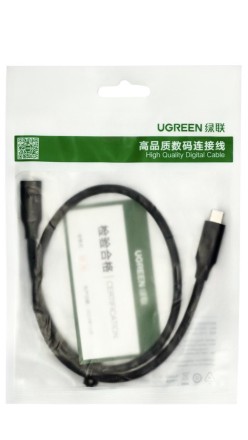  Кабель-переходник Ugreen US353 Type-C (папа) на Type-C (мама) 0,5м черный
