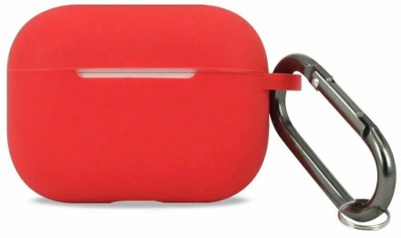  Силиконовый чехол для AirPods Pro 2 c карабином красный