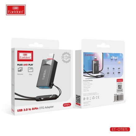  Переходник Lightning (папа) на USB3.0 (мама) Earldom OT87L черный