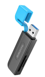 Картридер Borofone DH9 2TB 5Gbps USB3.0 чёрно-синий