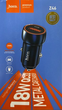  Автомобильное заряд. устр. Hoco Z46 1USB QC3.0 18W синее