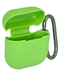 Силиконовый чехол для AirPods 4 с карабином зеленый