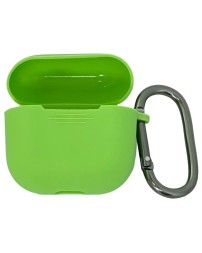 Силиконовый чехол для AirPods 4 с карабином зеленый