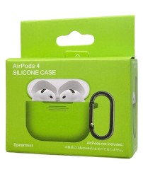 Силиконовый чехол для AirPods 4 с карабином зеленый