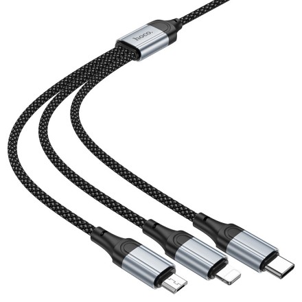  Usb Кабель-зарядка Hoco X102 3в1 Micro/Lightning/Type-C 1м черный