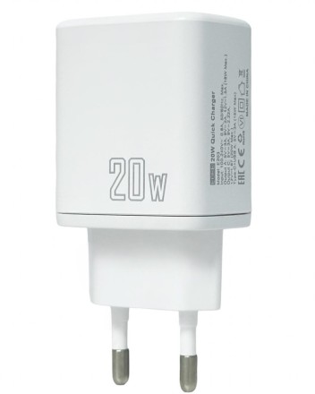  Сетевое зарядное устройство EOFE E203 1C/1USB 20W белое
