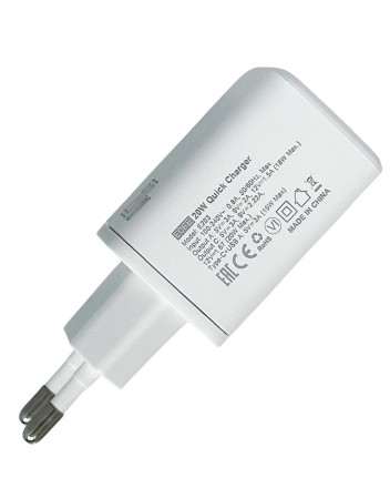  Сетевое зарядное устройство EOFE E203 1C/1USB 20W белое