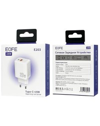 Сетевое зарядное устройство EOFE E203 1C/1USB 20W белое