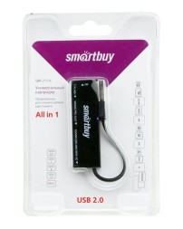 Картридер Smartbuy 717, USB 2.0 - SD/microSD/MS/M2, (SBR-717-K) черный 