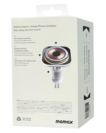  Держатель магнитный c Magsafe Momax 1-Charge Flow 15W CM29W белый