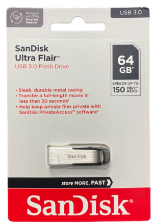  3.0 USB флеш накопитель SanDisk 64GB CZ73 Ultra Flair (SDCZ73-064G-G46) металл черный