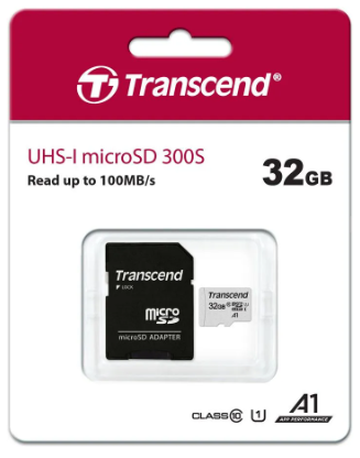  micro SDHC карта памяти Transcend 300S 32GB UHS-I Сlass 10 100MB/s (с адаптером SD)