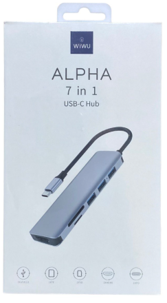  USB-C хаб Wiwu Alpha 7в1 3USB/HDMI/USB-C/MicroSD/TF серый