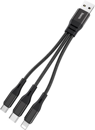  Usb Кабель-зарядка Hoco X47 3в1 Micro/Lightning/Type-C 25см чёрный