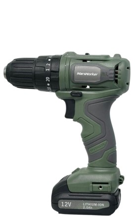  Аккумуляторная ударная дрель-шуруповерт MarsWorker 12V Lithium Impact Drill зеленая