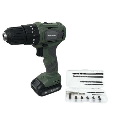  Аккумуляторная ударная дрель-шуруповерт MarsWorker 12V Lithium Impact Drill зеленая