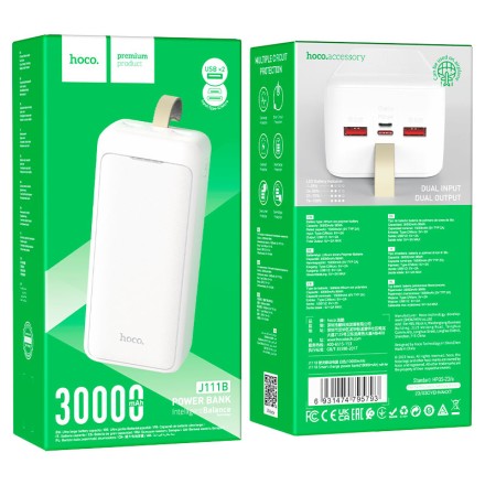  Powerbank Hoco J111B 30000mAh 2USB+Micro+Type-C белый