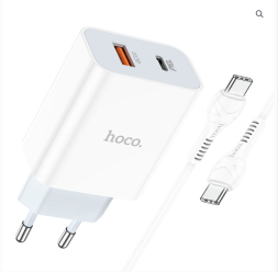 Сетевое зар. устр. Hoco C97A с шнуром Type-C на Type-C 1USB/1С PD3.0/QC3.0 20W/18W белое