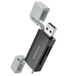 Картридер Borofone DH9 2TB 480Mbps USB/Type-C 2.0 чёрно-серый
