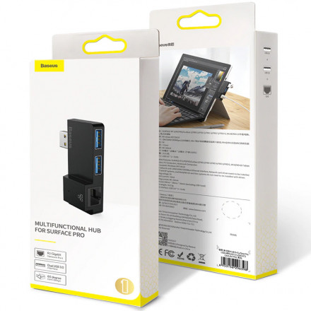 USB хаб Baseus для планшета Surface Pro 2USB/RJ45 (CAHUB-FP01) черный