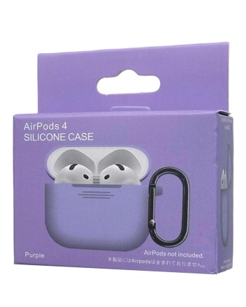  Силиконовый чехол для AirPods 4 с карабином сиреневый