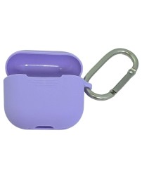 Силиконовый чехол для AirPods 4 с карабином сиреневый