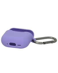 Силиконовый чехол для AirPods 4 с карабином сиреневый