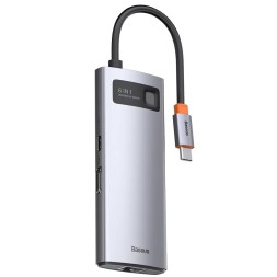 USB-C хаб Baseus Metal Gleam 6в1 3USB/HDMI/USB-C/Ethernet (CAHUB-CW0G) серый