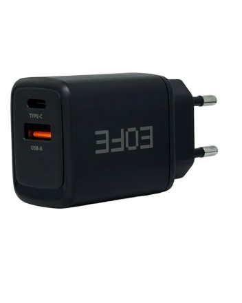  Сетевое зарядное устройство EOFE E203 1C/1USB 20W черное