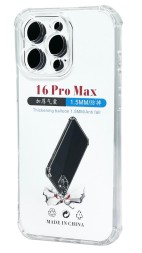 Чехол-накладка силикон i-Phone 16 Pro Max прозрачный противоударный 1.5мм тех.пак