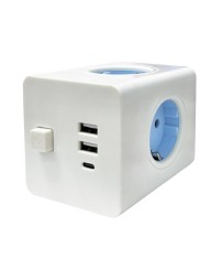 Сетевой разветвитель Cube 4розетки/2USB/1C (с выключателем) белый