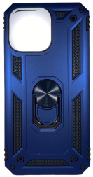 Накладка для i-Phone 14 Pro силиконовая противоударная с кольцом синяя