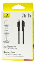 Кабель-зарядка Type-C на Lightning Baseus Dura Series 20W 1м (P10377800U01-01) черно-красный