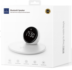 Беспроводное зарядное устройство/часы/колонка Wiwu Wi-W017 15W белое