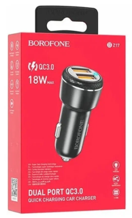  Автомобильное заряд. устр. Borofone BZ17 2USB 3A 18W черное