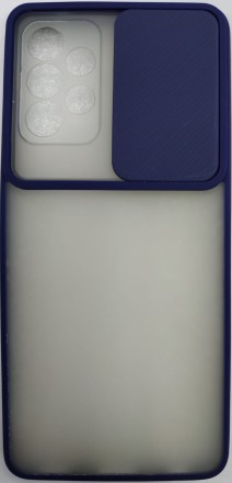  Накладка со шторкой камеры Samsung Galaxy A52 5G матовая темно-синяя