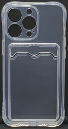 Чехол-накладка силикон тонкий с карманом под карту iPhone 12 Pro 6.1&quot; прозрачная