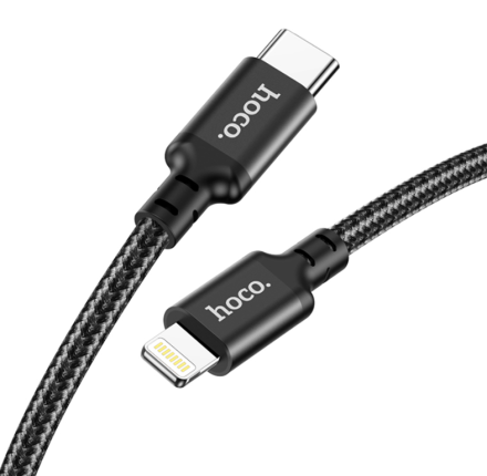  Usb Кабель-зарядка Type-C на Lightning Hoco X14 Double 3A 20W 2м в тканевой оплетке черный