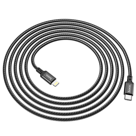  Usb Кабель-зарядка Type-C на Lightning Hoco X14 Double 3A 20W 2м в тканевой оплетке черный