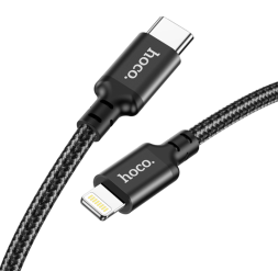 Usb Кабель-зарядка Type-C на Lightning Hoco X14 Double 3A 20W 2м в тканевой оплетке черный
