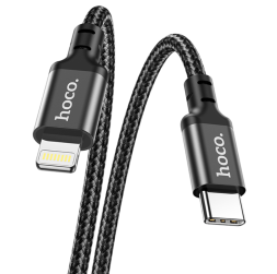Usb Кабель-зарядка Type-C на Lightning Hoco X14 Double 3A 20W 2м в тканевой оплетке черный