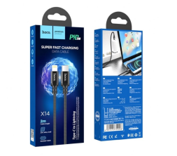 Usb Кабель-зарядка Type-C на Lightning Hoco X14 Double 3A 20W 2м в тканевой оплетке черный