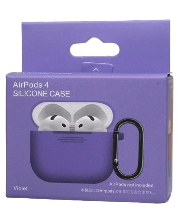  Силиконовый чехол для AirPods 4 с карабином фиолетовый