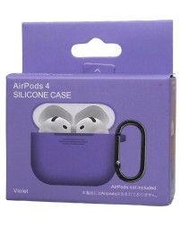 Силиконовый чехол для AirPods 4 с карабином фиолетовый