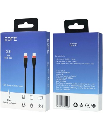  Usb Кабель-зарядка Type-C на Type-C EOFE CC31 65W 1м черный