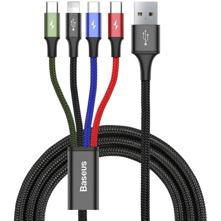  Usb Кабель-зарядка Lightning Baseus Rapid 4 in 1 i-Phone/Type-C/Micro/Micro (CA1T4-C01)