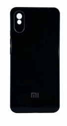 Чехол-накладка для Xiaomi Redmi 9A силикон (стеклянная крышка) черная