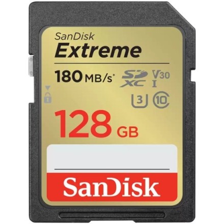  SDXC карта памяти Sandisk 128GB Extreme V30 UHS-I U3 (180 Mb/s) SDSDXVA-128G-GNCIN
