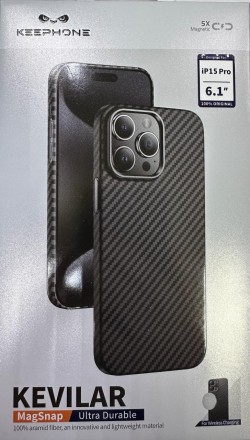  Накладка для i-Phone 15 Pro Keephone Kevilar Magsafe черный
