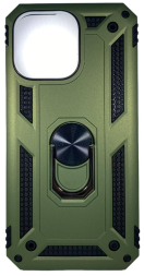 Накладка для i-Phone 14 Pro силиконовая противоударная с кольцом зеленая